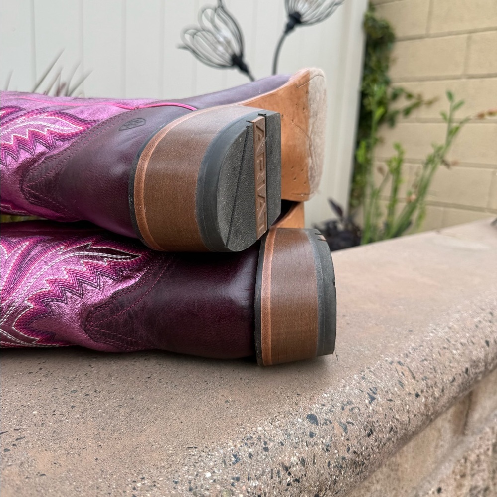 Ariat Women's Magenta and Pink Embroidered Western Heeled Boots - Picture 9 of 11